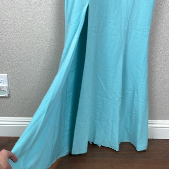 New Dress the Population Iris Dress Tranquil Blue Hourglass Slit Leg Sz XXL - Picture 5 of 14
